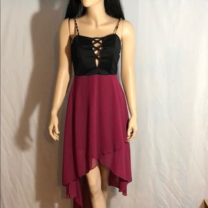 High low black/burgundy dress